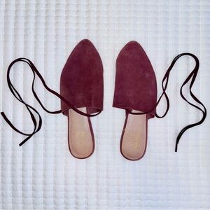 FREE PEOPLE Burgundy Women's Slip-On Mule Suede Shoes